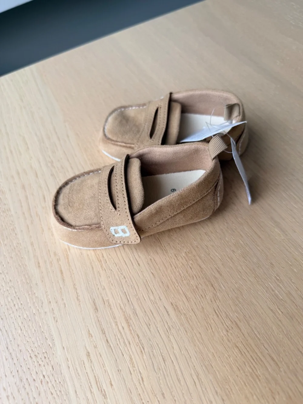 Baby Gap tan faux suede penny loafers- 6-12 months
